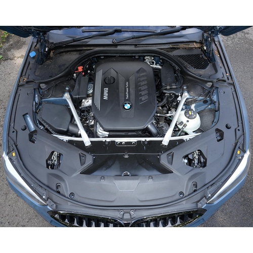 617 - Motor Car. Exceptionally low mileage 2019 (May) BMW 840D X Drive, two door, blue with cream interior... 