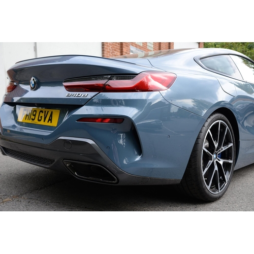 617 - Motor Car. Exceptionally low mileage 2019 (May) BMW 840D X Drive, two door, blue with cream interior... 