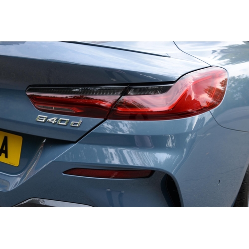 617 - Motor Car. Exceptionally low mileage 2019 (May) BMW 840D X Drive, two door, blue with cream interior... 