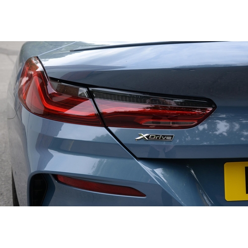 617 - Motor Car. Exceptionally low mileage 2019 (May) BMW 840D X Drive, two door, blue with cream interior... 