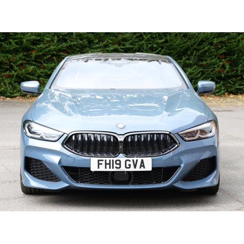 617 - Motor Car. Exceptionally low mileage 2019 (May) BMW 840D X Drive, two door, blue with cream interior... 