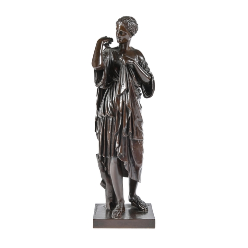 618 - A French bronze sculpture of Diane de Gabies after the antique, by Barbedienne, late 19th c, even ri... 