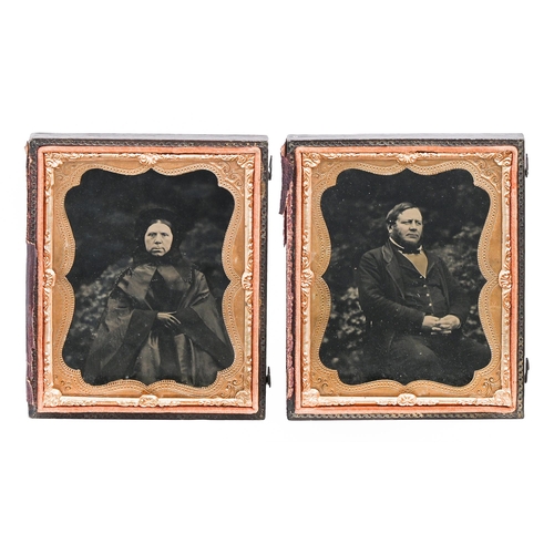 638 - A pair of English wet collodion positive photograph portraits, ambrotype, of Thomas Wayne and Mrs Th... 