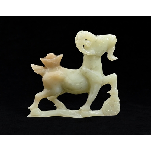 644 - A Chinese jade carving of a goat, 80mm h