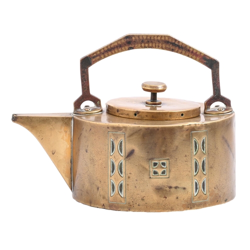 710 - A Continental secessionist brass kettle, early 20th c, 17cm h