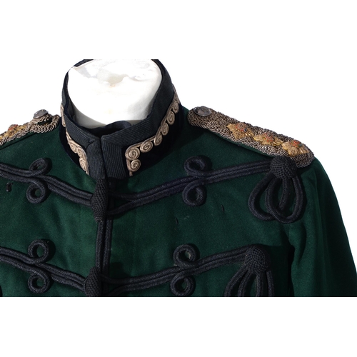 771 - Militaria. Uniform, Robin Hood Rifles Captain's patrol jacket, trousers and silver mounted leather c... 