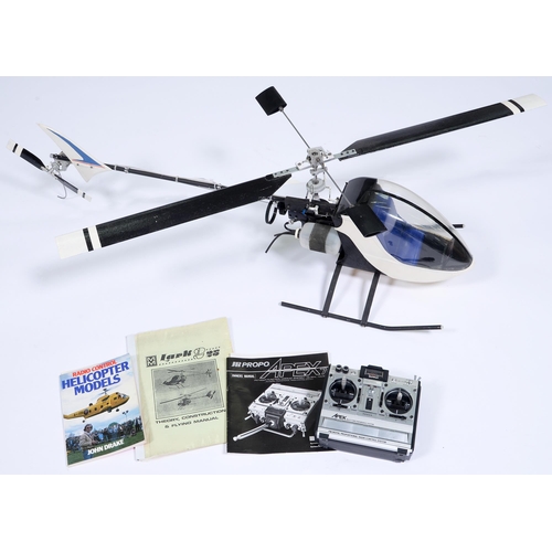 814 - A radio controlled model helicopter, from a Micro-mold 'Lark II' kit with Apex FM digital radio cont... 