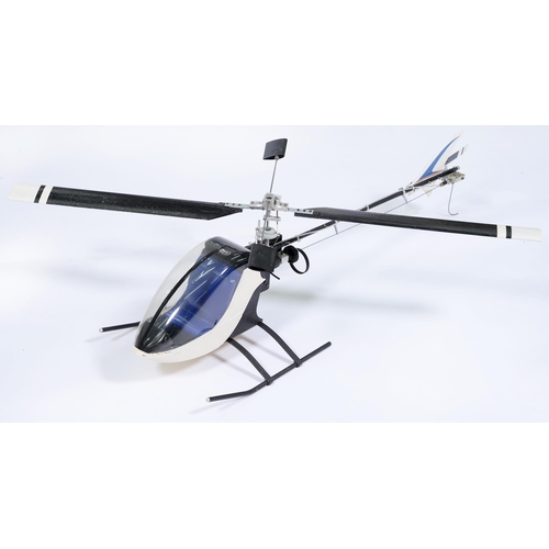 814 - A radio controlled model helicopter, from a Micro-mold 'Lark II' kit with Apex FM digital radio cont... 