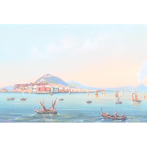 906 - Circle of La Pira - The Bay of Naples, with signature, gouache, in black line border, 19 x 26.5cm... 