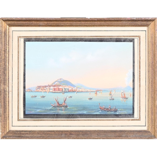 906 - Circle of La Pira - The Bay of Naples, with signature, gouache, in black line border, 19 x 26.5cm... 