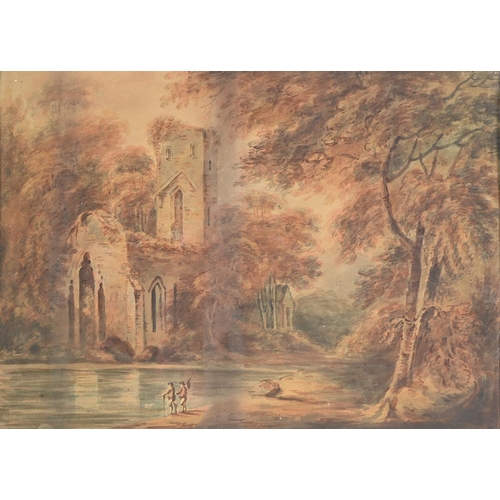 910 - English School, early 19th c - A Ruined Church, watercolour, 31 x 43cm