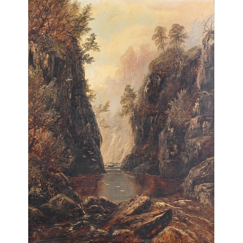 920 - William Mellor (1851-1931) - A River Gorge, signed, oil on canvas laid on board, 88 x 68cm... 