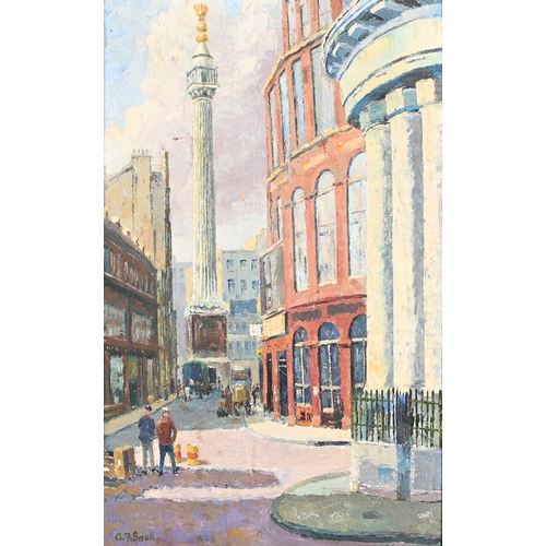 924 - Arthur F Snell (Fl. mid 20th c) - Monument Street London, signed, signed again and inscribed on the ... 