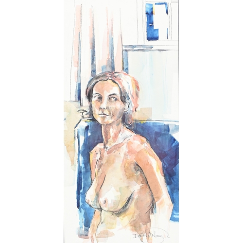 930 - David Naylor (1956 - ) - The Artist's Model, signed, watercolour, 46.5 x 21.5cm