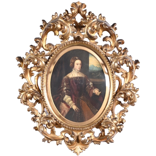 937 - After Titian - Portrait of Isabella of Portugal, Holy Roman Empress, oil on board, oval, 22 x 16cm, ... 