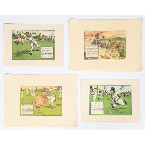 942 - Charles Crombie (1880-1967) - Rules of Cricket, set of eleven, process prints in colour, 21 x 19cm a... 