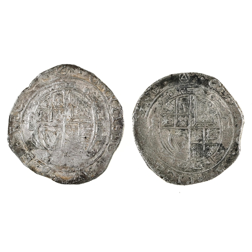 124 - English Hammered Silver, Charles I, Halfcrown, 4th horseman, mm triangle in circle (2), 14.3gm, 15.6... 