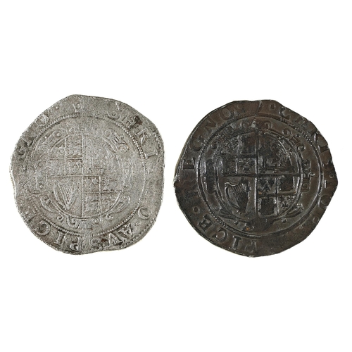 129 - English Hammered Silver, Charles I, Halfcrown, mm unclear, quite regular flan 14.0gm ; another mm cr... 