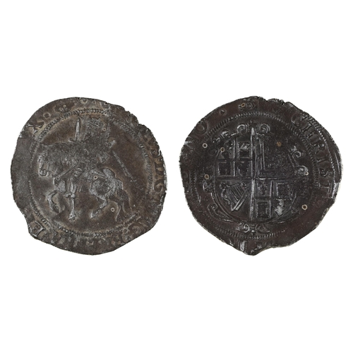 132 - English Hammered Silver, Charles I, Halfcrown, mm eye, irregular flan, 14.6gm, weak areas, mostly Fi... 