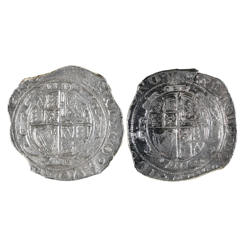 133 - English Hammered Silver, Charles I, Halfcrown, mm triangle in circle, square flan 14.2gm; another 15... 