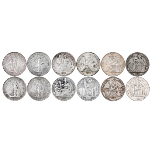 137 - World Silver crowns, French Indo China (8); Straits Settlements (4), mostly Fine (12)