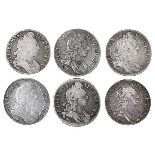 138 - William III, Crowns, 1696 Fine (4), others (2) (6)