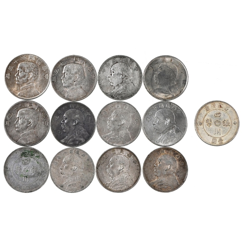 147 - World Silver Crowns, China Dollars, one or two with chopmarks, Fine-EF (13)