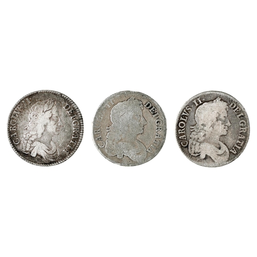 256 - Charles II, Crowns, 1671, 29.4gm, almost Fine-Fine; 1673 28.8gm, fair; 1679 29.2gm vg (3)