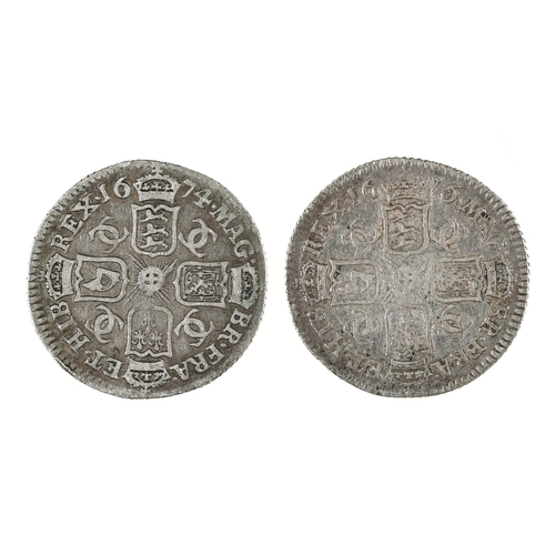 427 - Charles II, Sixpences, 1674 vg/Fine; 1676 Fine (2)