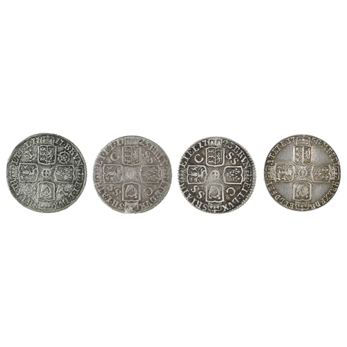 431 - George I, Sixpence, 1717, pitted Fine; 1723SSC Fine, another ex-mount almost Fine; George II, Sixpen... 