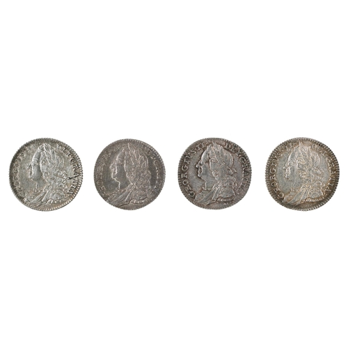 433 - George II, Sixpences, 1757 EF, another almost EF; 1758 EF, another, almost EF (4)