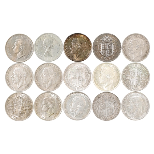 451 - Edward VII, Halfcrown, 1907 almost EF; George V, Halfcrowns, 1913 superb toned BU; 1914 good EF; 191... 