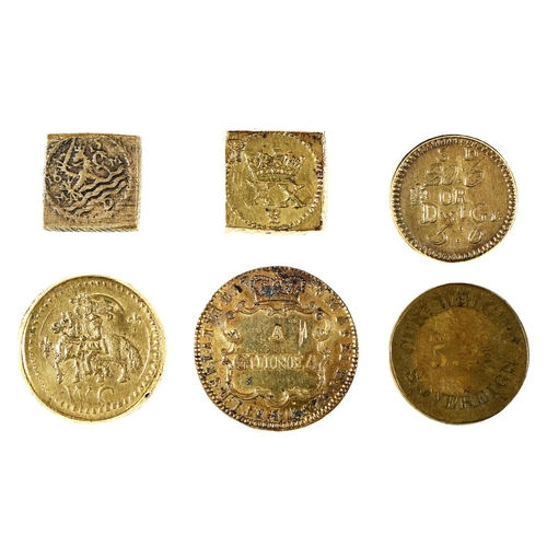 Coin Weights, James I, Unite 9.1gm, good VF; Charles I, Halfcrown, 14 ...