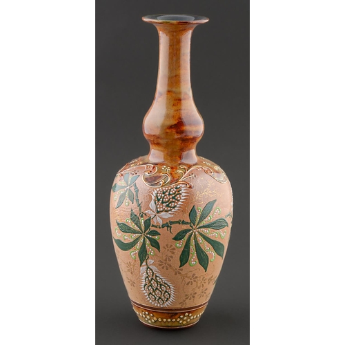 16 - A Doulton ware vase, c1900, 32.5cm h, impressed mark and DOULTON & SLATERS PATENT, incised artis... 