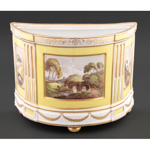 43 - An English porcelain yellow ground bough pot,  probably Coalport and possibly decorated by William B... 