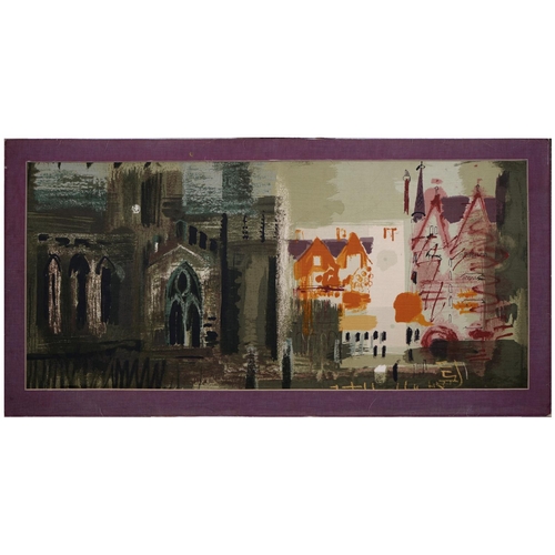 453 - John Piper CH (1903-1992) - Northern Cathedral, n.d. [1960], screen printed on Sanderlin textile, fo... 