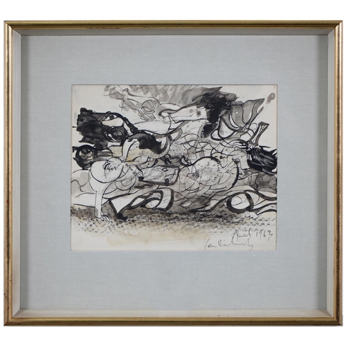 456 - Ceri Richards CBE (1903-1971) - The Lion Hunt, signed and dated April 1963, ink and gouache, 23 x 28... 