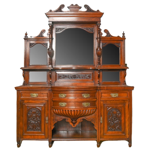 769 - An Edwardian mirror back sideboard, 230cm h, 180cm l