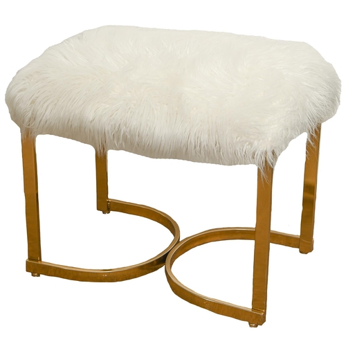 775 - A giltmetal and faux fur stool, 64cm l