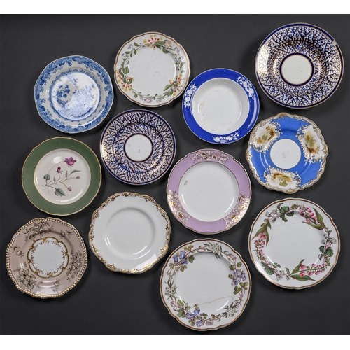 89 - Miscellaneous English bone china plates, stands and dessert dishes, late 18th - early-mid 19th c and... 