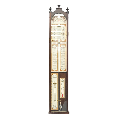 1022 - A Fitzroy barometer, 20th c, in mahogany stained case, 107cm h