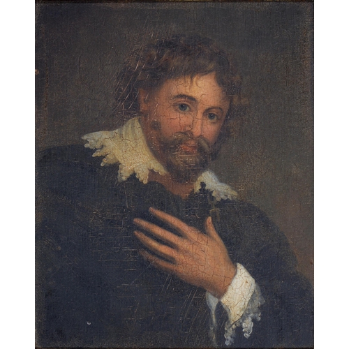 1145 - After Sir Anthony Van Dyck - Portrait Michiel Le Blon, oil on panel, 24 x 19cm and portrait of the h... 