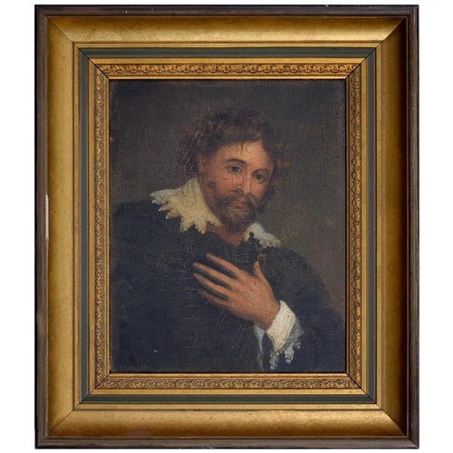 1145 - After Sir Anthony Van Dyck - Portrait Michiel Le Blon, oil on panel, 24 x 19cm and portrait of the h... 