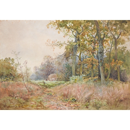 1171 - E Dares, 1882 - The Edge of a Wood, signed and dated, watercolour, 18 x 24.5cm and English School, e... 