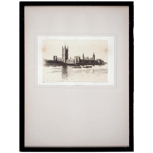 1180 - Kenneth Holmes OBE, ARCA (1906-1994) - Harbour Scene; A Riverside Fort, two, etchings with drypoint,... 