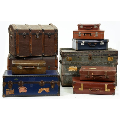 1196 - Four various cabin trunks, late Victorian and 20th c, various sizes