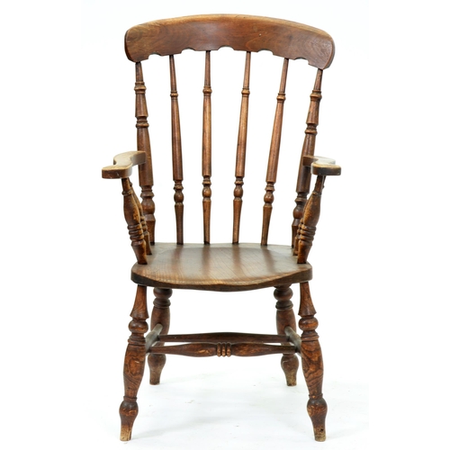 1212 - A Victorian ash kitchen chair, with elm seat, seat height 44cm