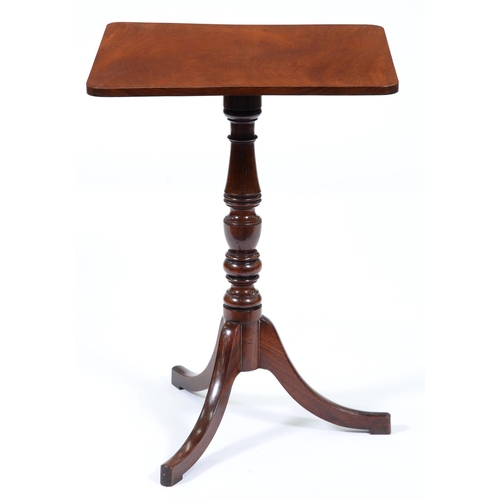 1254 - A Victorian mahogany tripod table, the well figured square top with rounded corners, 72cm h; 52 x 52... 