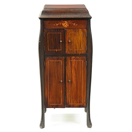 1328 - A Grafton stained and inlaid mahogany cabinet gramophone, c1920, 97cm h; 46 x 44cm