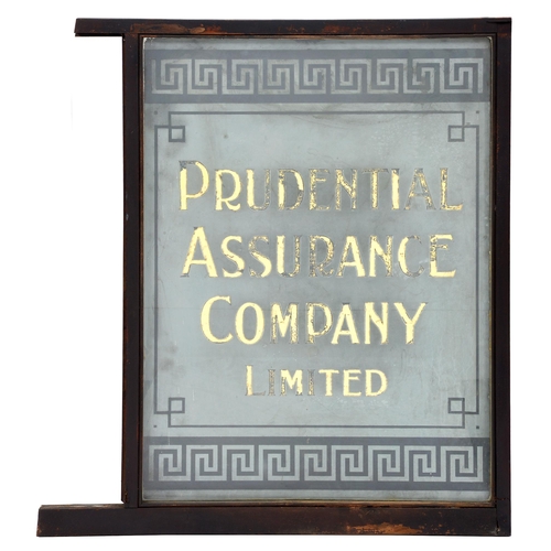 1368 - Advertising. A frosted and gilt glass door or window light, early 20th c, inscribed PRUDENTIAL ASSUR... 